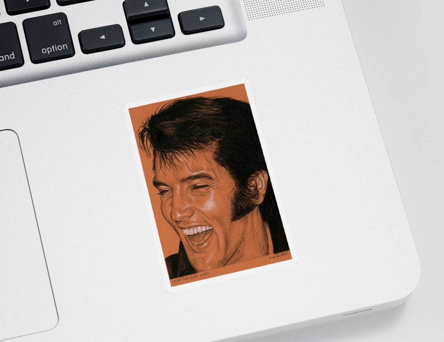 Elvis Sticker featuring the drawing For the good times by Rob De Vries