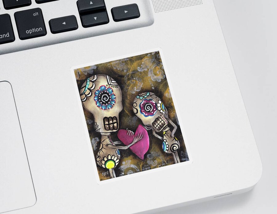 Day Of The Dead Sticker featuring the painting For You by Abril Andrade