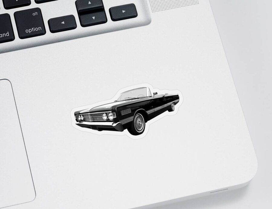 Ford Mercury Sticker featuring the photograph Ford Mercury Park Lane 1966 Black and White by Gill Billington