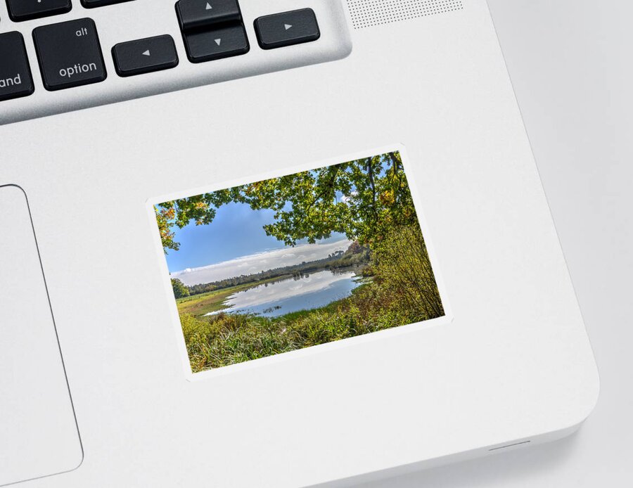 Lake Sticker featuring the photograph Forest Lake Through The Trees by Frans Blok