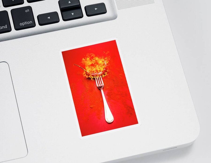Food Sticker featuring the digital art Forking hot food by Jorgo Photography