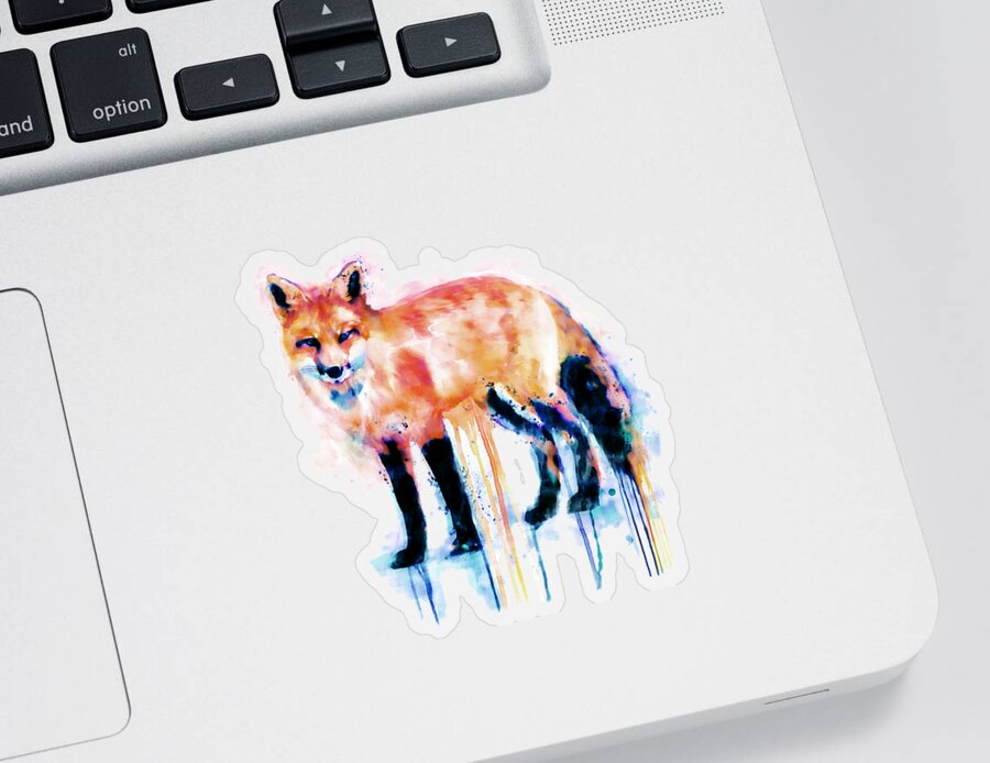 Fox Sticker featuring the painting Fox by Marian Voicu
