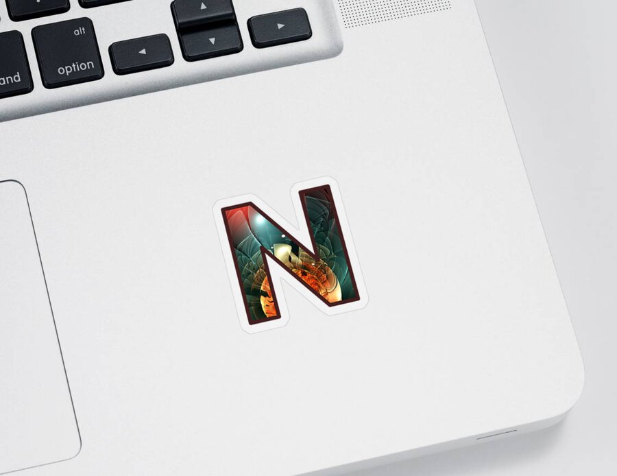 N Sticker featuring the digital art Fractal - Alphabet - N is for Night Vision by Anastasiya Malakhova