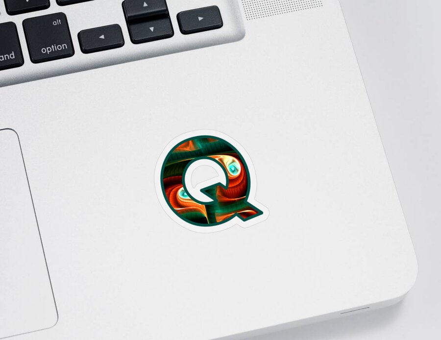 Q Sticker featuring the digital art Fractal - Alphabet - Q is for Quizzical by Anastasiya Malakhova