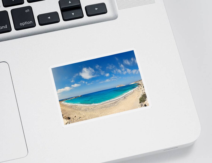 Fragolimnionas Sticker featuring the photograph Fragolimnionas beach in Karpathos - Greece by Constantinos Iliopoulos