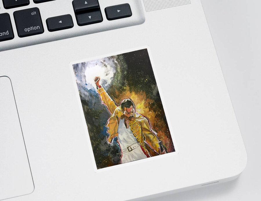 Freddie Mercury Sticker featuring the painting Freddie by Joel Tesch