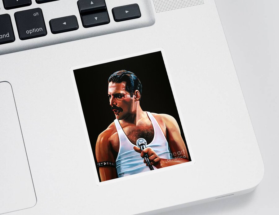 Freddie Mercury Sticker featuring the painting Freddie Mercury by Paul Meijering