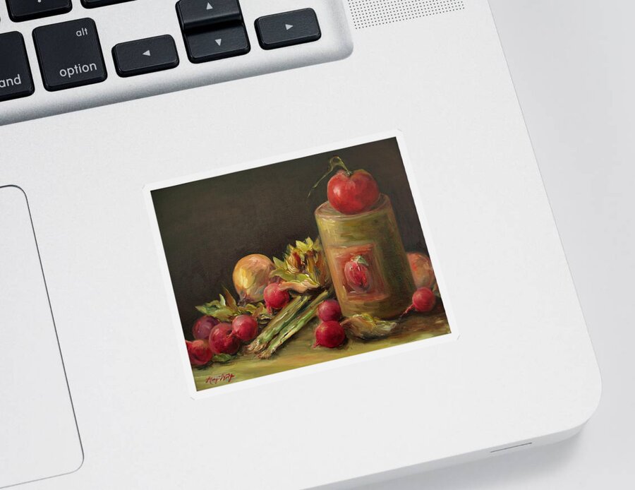 Still Life Sticker featuring the painting Freshly Picked by Mary Wolf