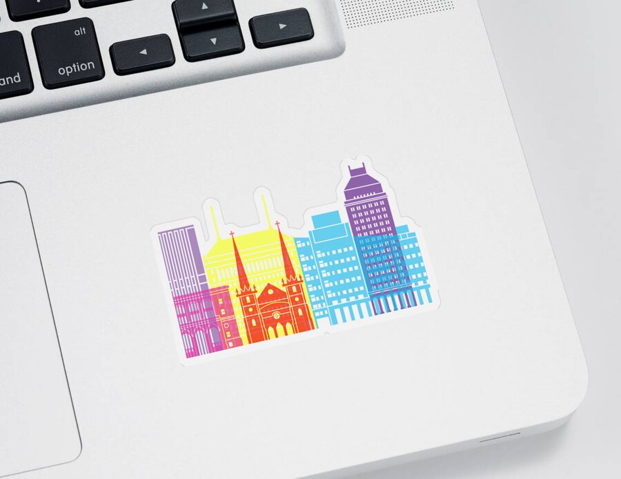 Fresno Sticker featuring the painting Fresno skyline pop by Pablo Romero