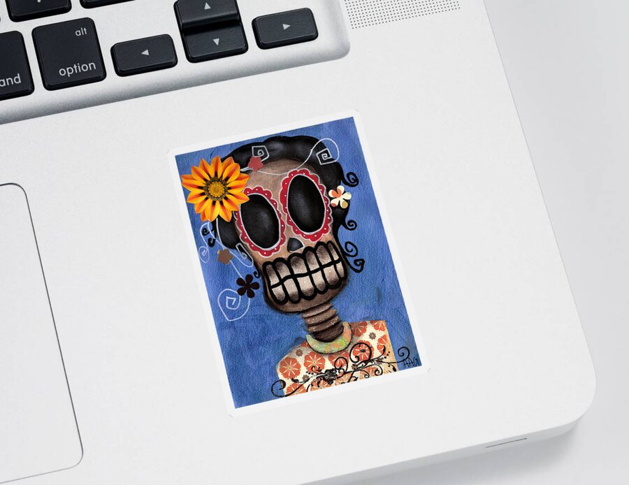 Day Of The Dead Sticker featuring the painting Frida Muerta by Abril Andrade
