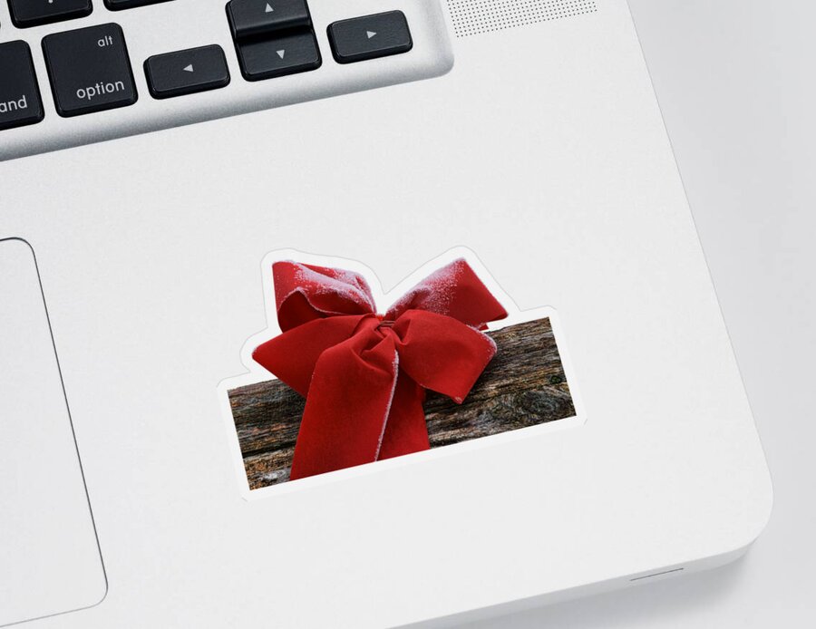 Christmas Sticker featuring the photograph Frosted Bow by Nikolyn McDonald