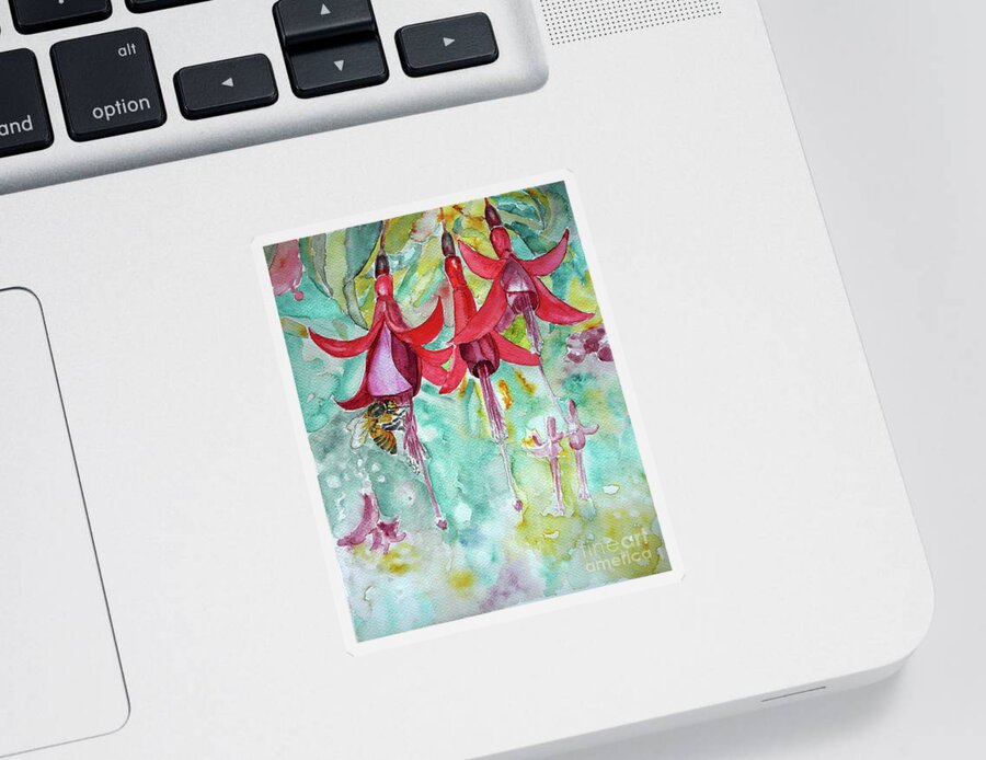 Fuchsia Sticker featuring the painting Fuchsia by Jasna Dragun