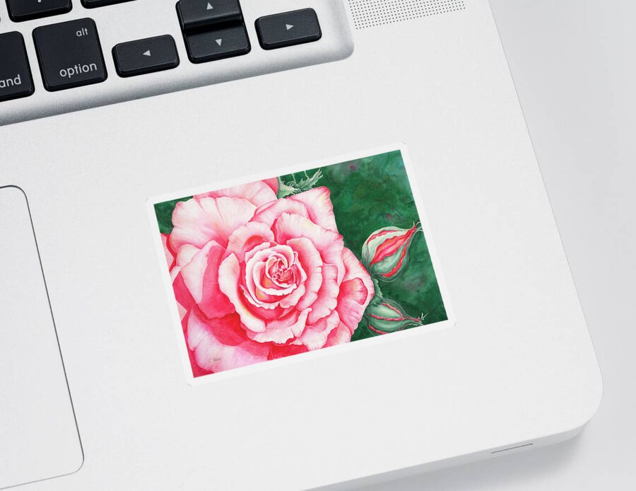 Rose Sticker featuring the painting Full Bloom by Lori Taylor