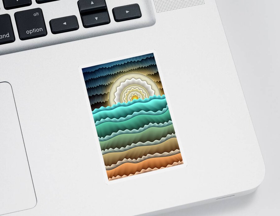 Water Weather Storms And The Sea Sticker featuring the digital art Full Moon by Becky Titus