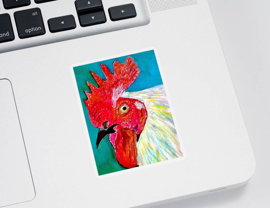 Rooster Sticker featuring the painting Funky Rooster by Anne Sands