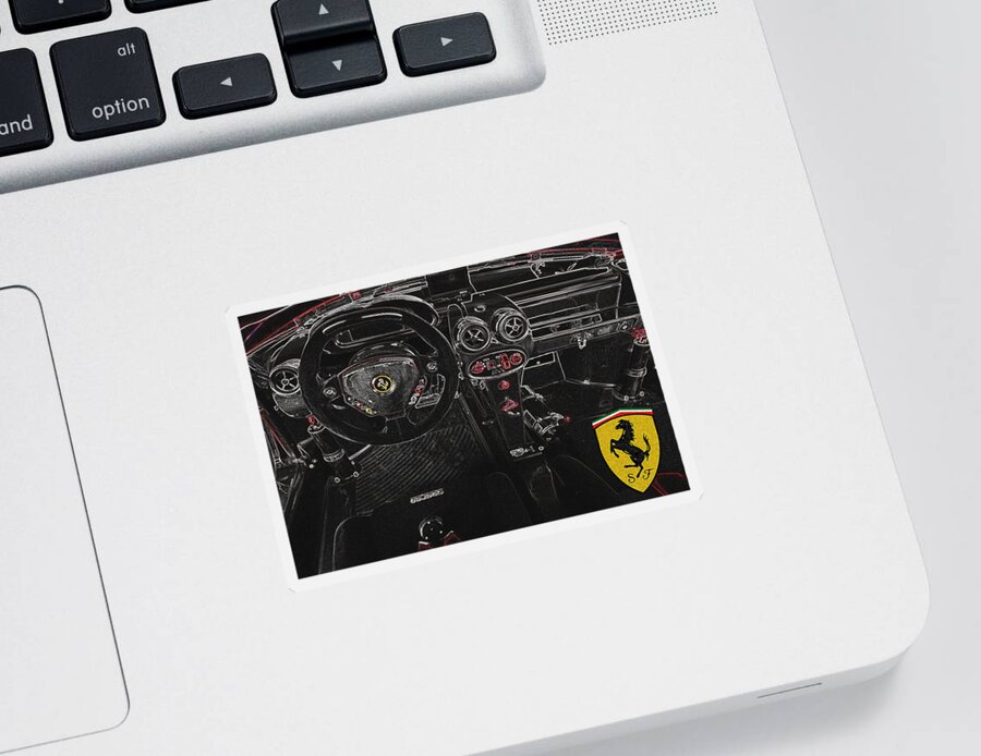 Ferrari Sticker featuring the drawing FXX interior art by Darrell Foster