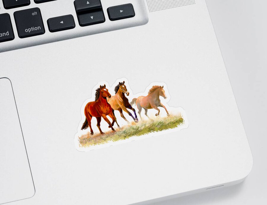 Horse Sticker featuring the painting Galloping Horses by Anthony Mwangi