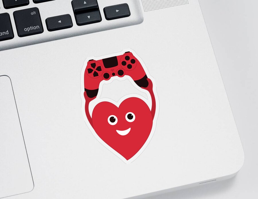 Vector Sticker featuring the digital art Gamer Heart by Boriana Giormova