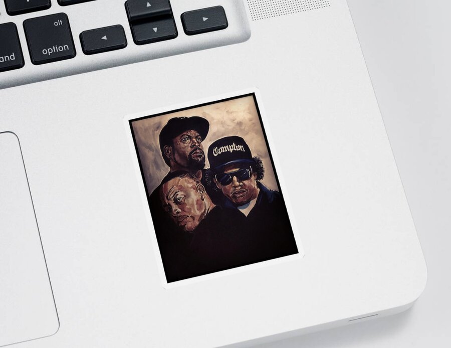 Portrait Sticker featuring the painting Gangsta Trinity by Joel Tesch