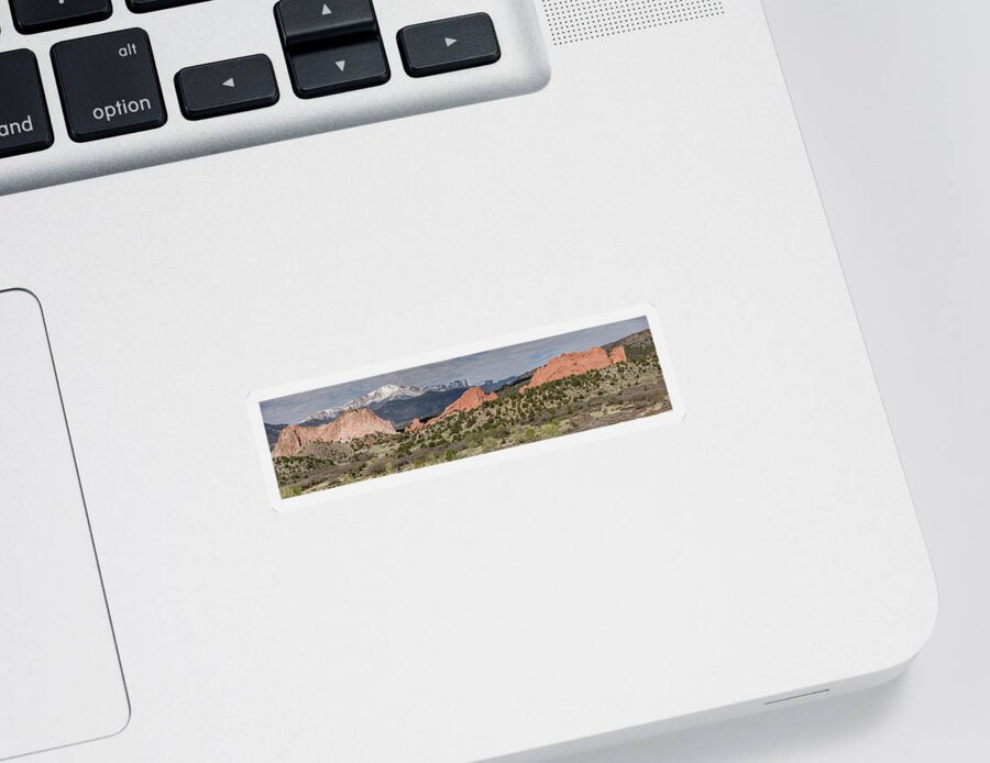 Beautiful Sticker featuring the photograph Garden of the Gods Panorama with Pike's Peak by Teresa Wilson