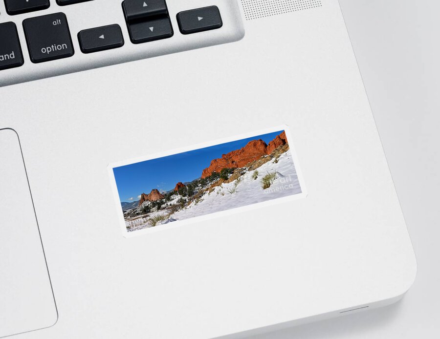 Garden Of The Cogs Sticker featuring the photograph Garden Of The Gods Spring Snow by Adam Jewell