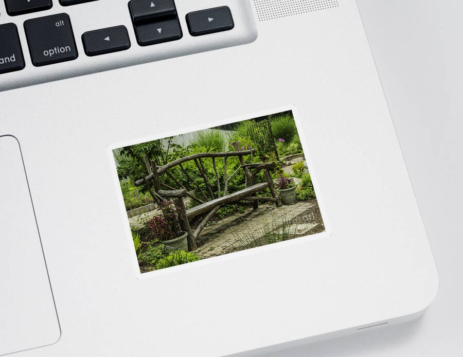 Bench Sticker featuring the photograph Garden Tree Bench by Allen Nice-Webb