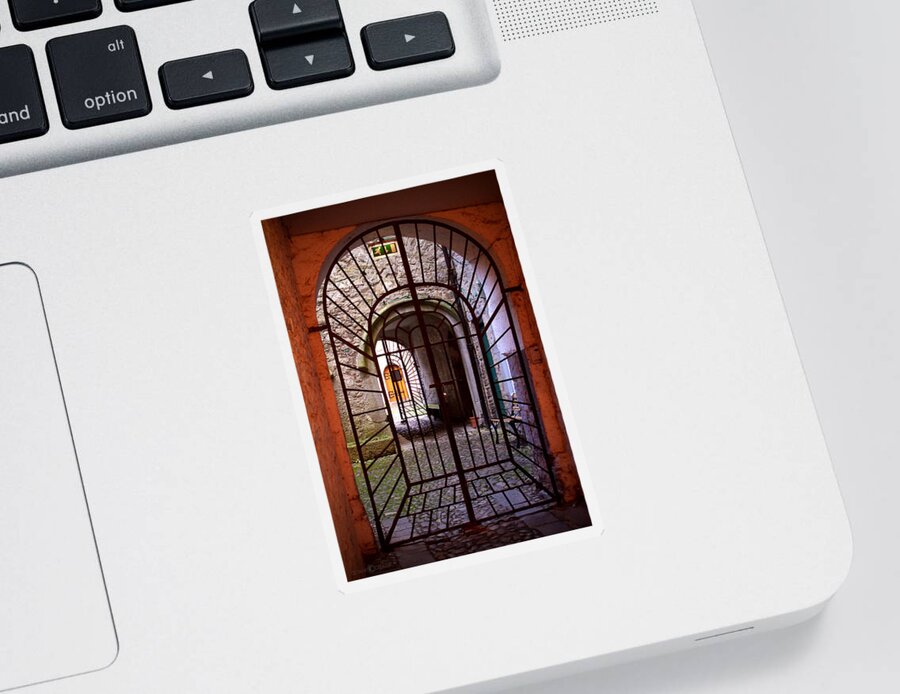 Gate Sticker featuring the photograph Gated Passage by Tim Nyberg