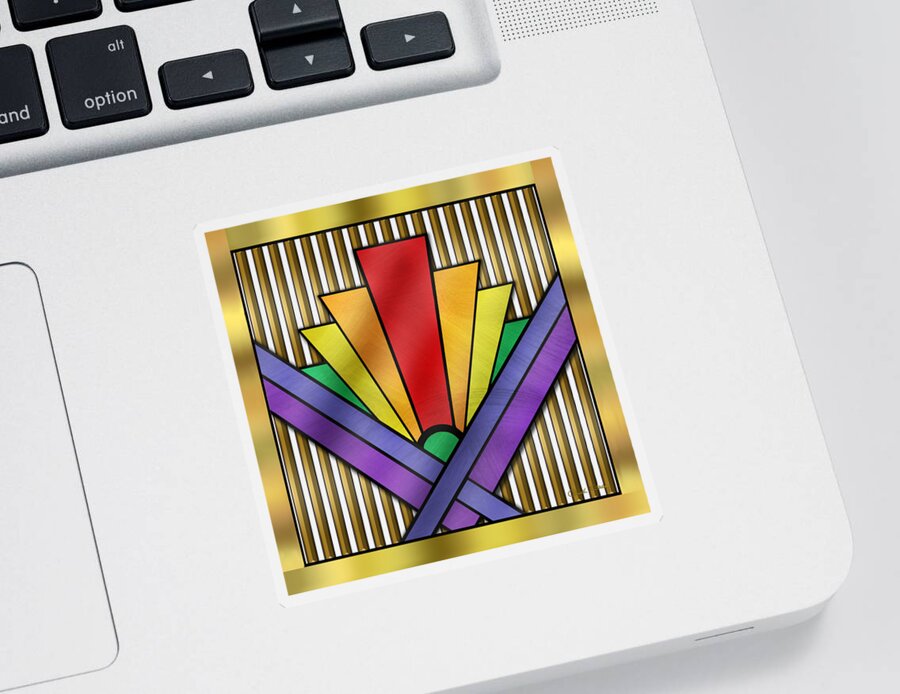 Staley Sticker featuring the digital art Rainbow Art Deco by Chuck Staley