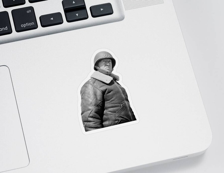 General Patton Sticker featuring the photograph General George S. Patton by War Is Hell Store