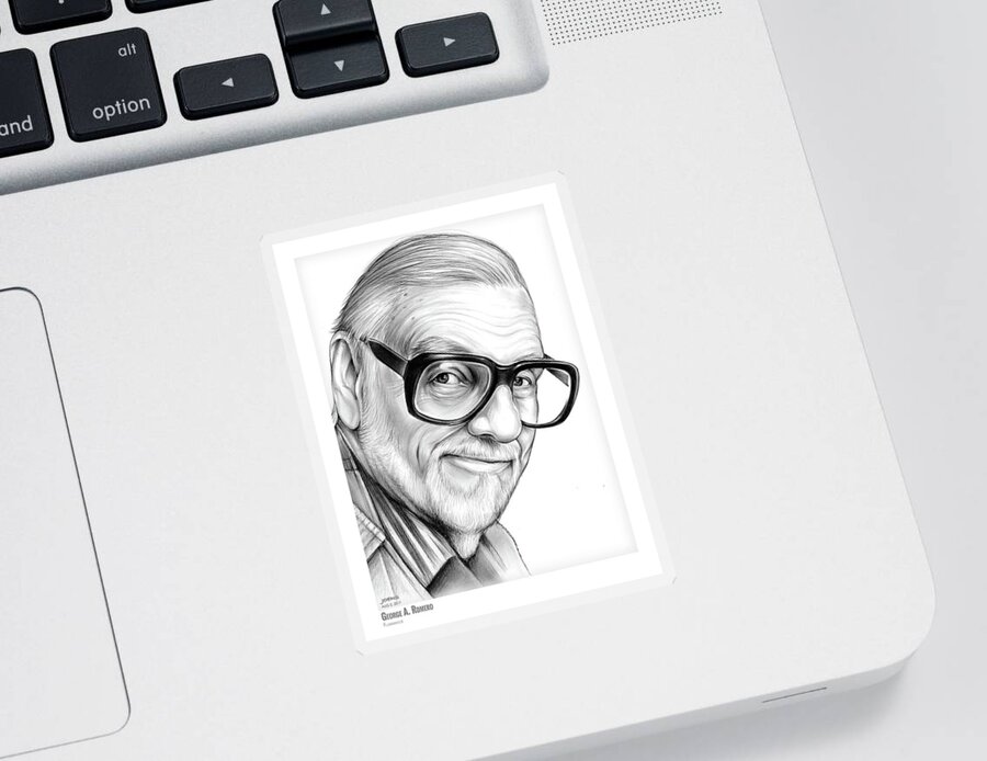 George A. Romero Sticker featuring the drawing George A. Romero by Greg Joens