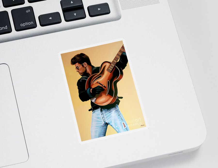 George Michael Sticker featuring the painting George Michael Painting by Paul Meijering