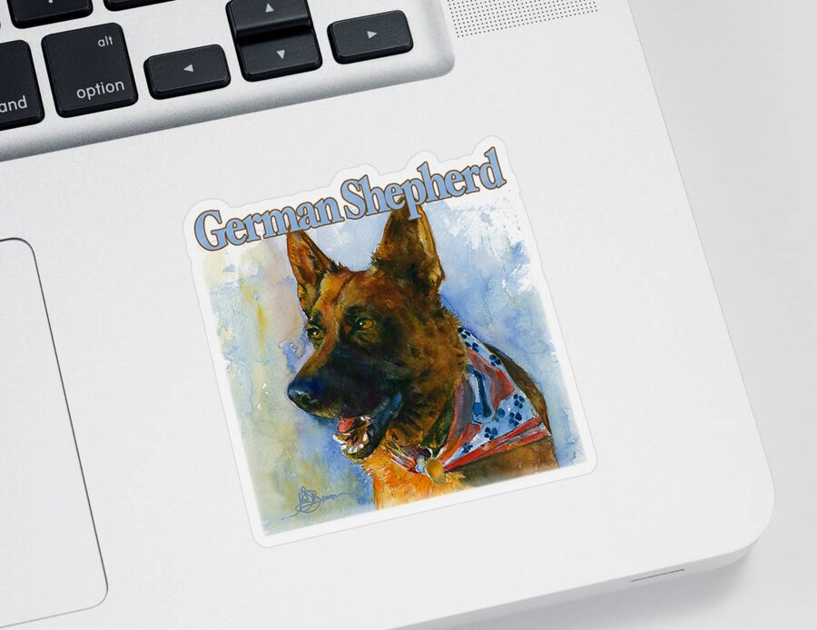 Pet Sticker featuring the painting German Shepherd Shirt by John D Benson