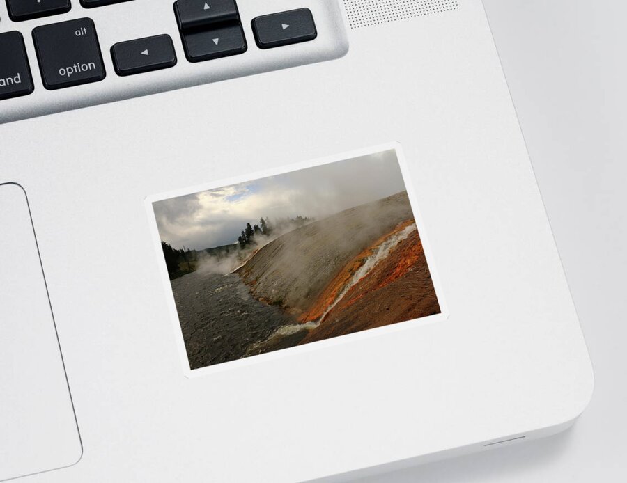 Park Sticker featuring the photograph Geyser Runoff Into Firehole River by Christiane Schulze Art And Photography