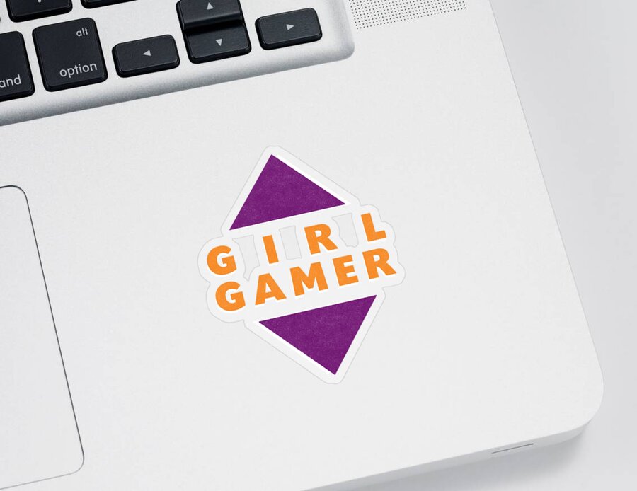 Girl Gamer Sticker featuring the mixed media Girl Gamer by Linda Woods