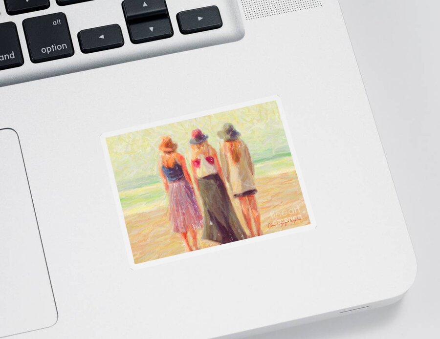 Coastal Sticker featuring the painting Girlfriends at the Beach by Chris Armytage