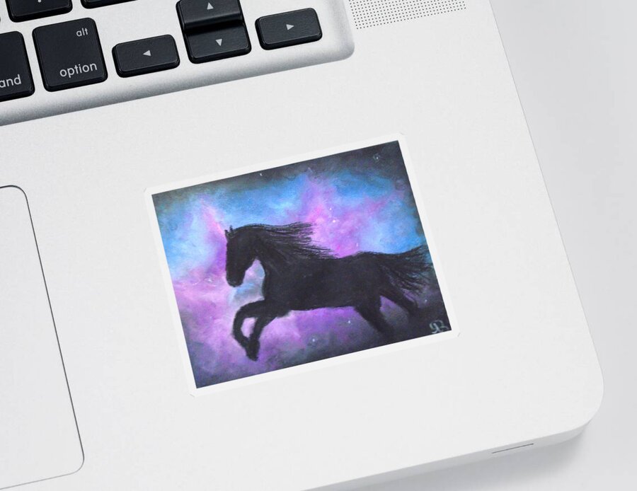 Horse Sticker featuring the painting Glactic Trott by Jen Shearer