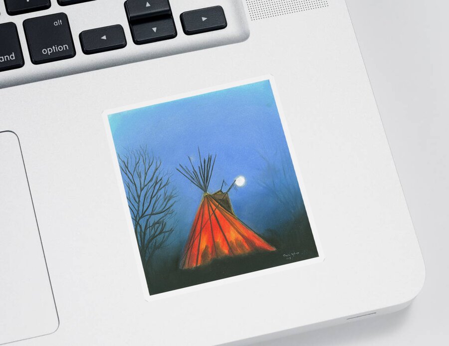 Tepee Sticker featuring the pastel Glowing Tepee by Sheila Johns