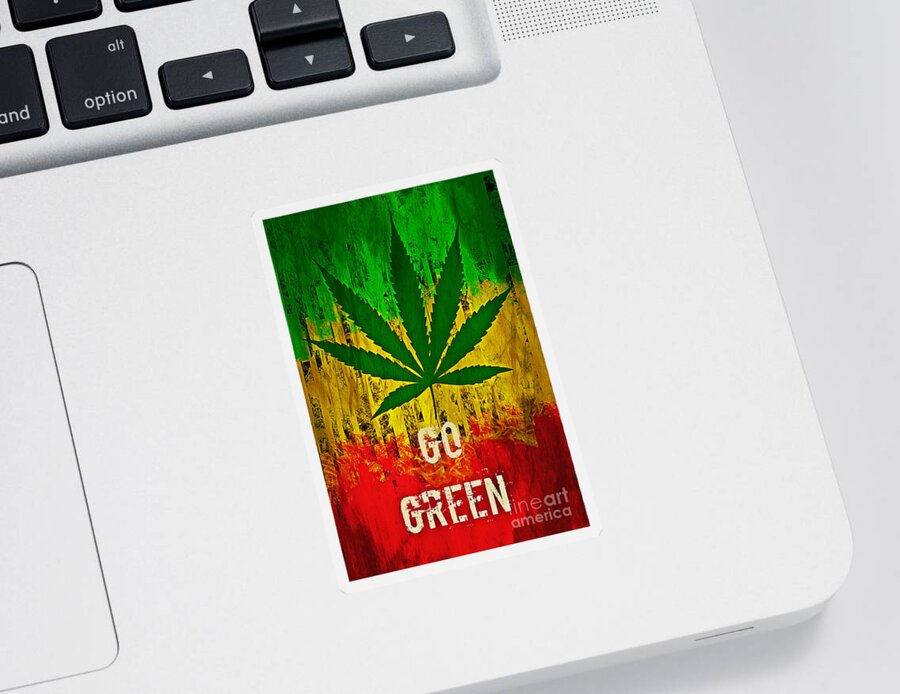 Cannabis Sticker featuring the digital art Go Green by Binka Kirova