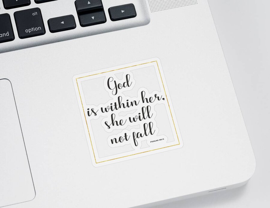 God Is Within Her She Will Not Fall Sticker featuring the painting God is within her she will not fall bible quote by Georgeta Blanaru
