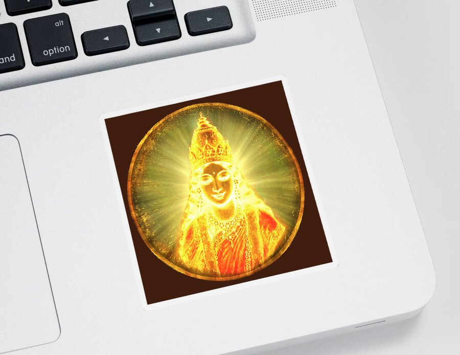 Lakshmi Sticker featuring the mixed media Goddess of Light round by Ananda Vdovic