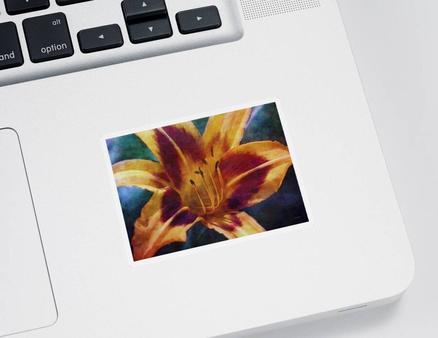 Impressionist Sticker featuring the photograph Gold and Scarlet Lily 4095 IDP_2 by Steven Ward