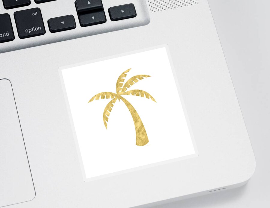 Palm Tree Sticker featuring the mixed media Gold Palm Tree- Art by Linda Woods by Linda Woods