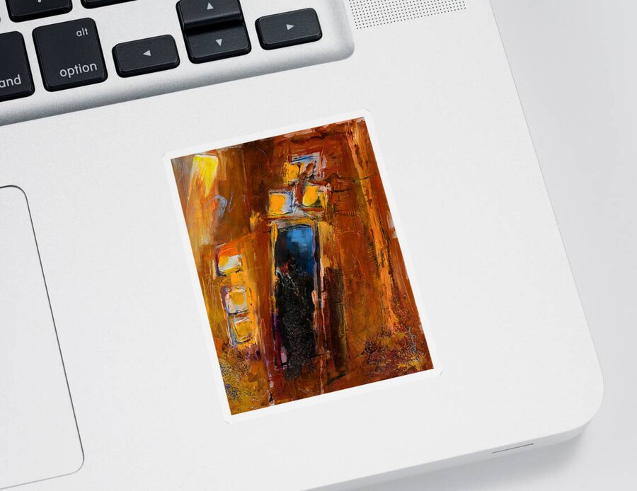 Abstract Sticker featuring the painting Golden Lights by Elise Palmigiani