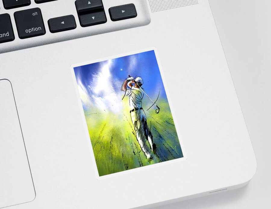 Sports Sticker featuring the painting Golfscape 01 by Miki De Goodaboom