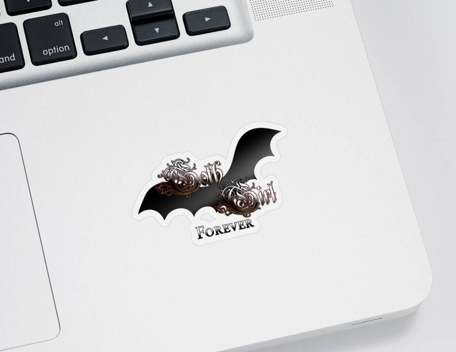 Goth Girl Sticker featuring the digital art Gothic Girl Forever Bat Wing by Rolando Burbon