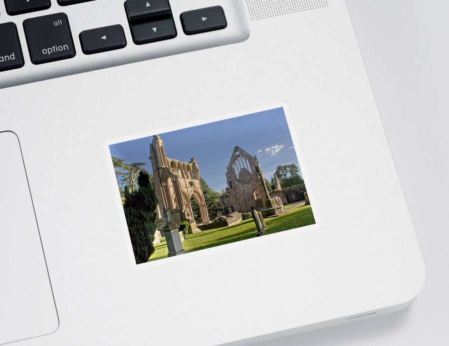 Dryburgh Sticker featuring the photograph Graceful Ruins. Dryburgh Abbey. by Elena Perelman