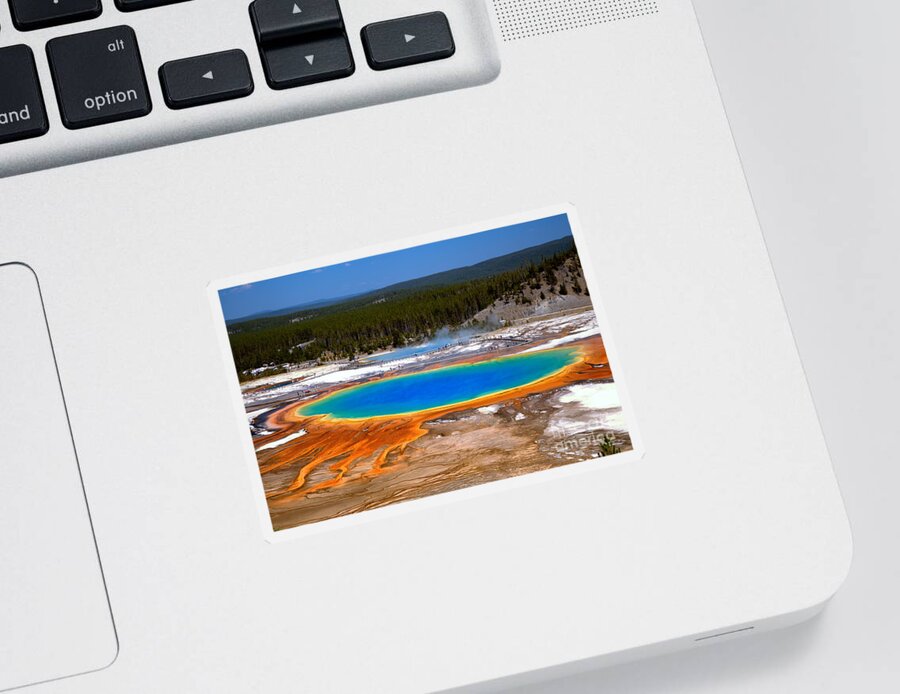 Grand Prismatic Sticker featuring the photograph Grand Prismatic Overlook by Adam Jewell