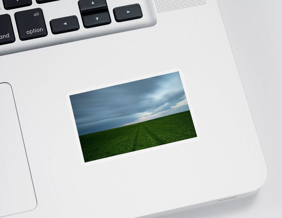 Freedom Sticker featuring the photograph Green field and cloudy sky by Michalakis Ppalis