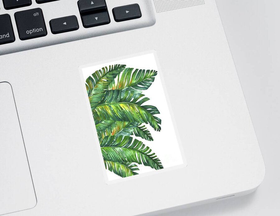 Tropical Leaves Sticker featuring the painting Green Tropic by Mark Ashkenazi