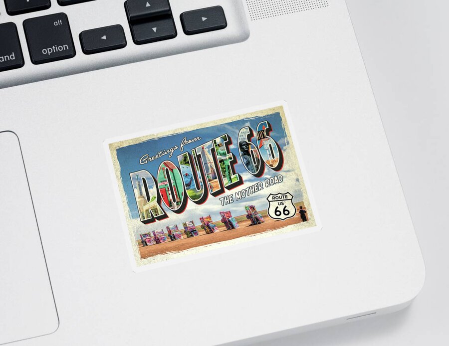 Route 66 Sticker featuring the painting Greetings from Route 66 by Christopher Arndt